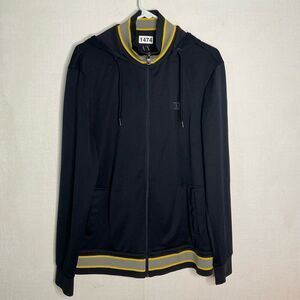 Armani‎ Exchange Sweatshirt Hoodie Mens L Navy Blue Full Zip Streetwear Casual